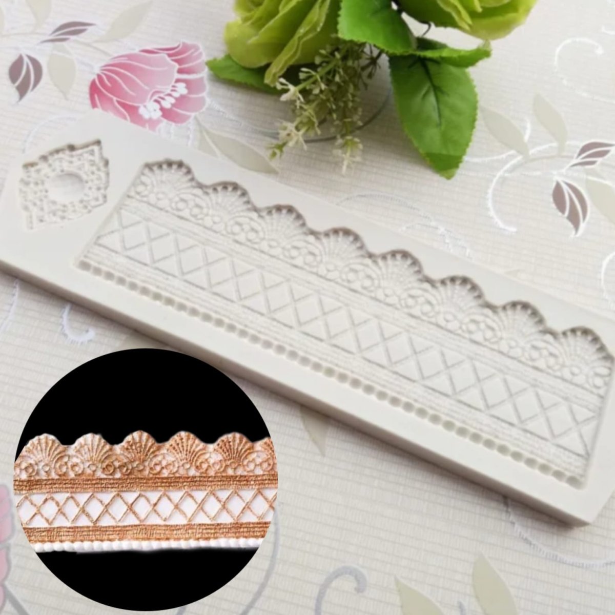 Bakewareind European Lace Border Fondant Silicone Chocolate Mould - Bakeware India