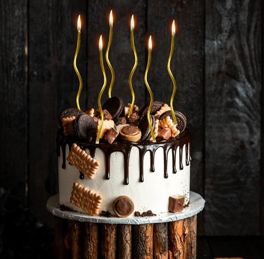 Bakewareind Golden Metallic Spiral Cake candles 6pc - Bakeware India