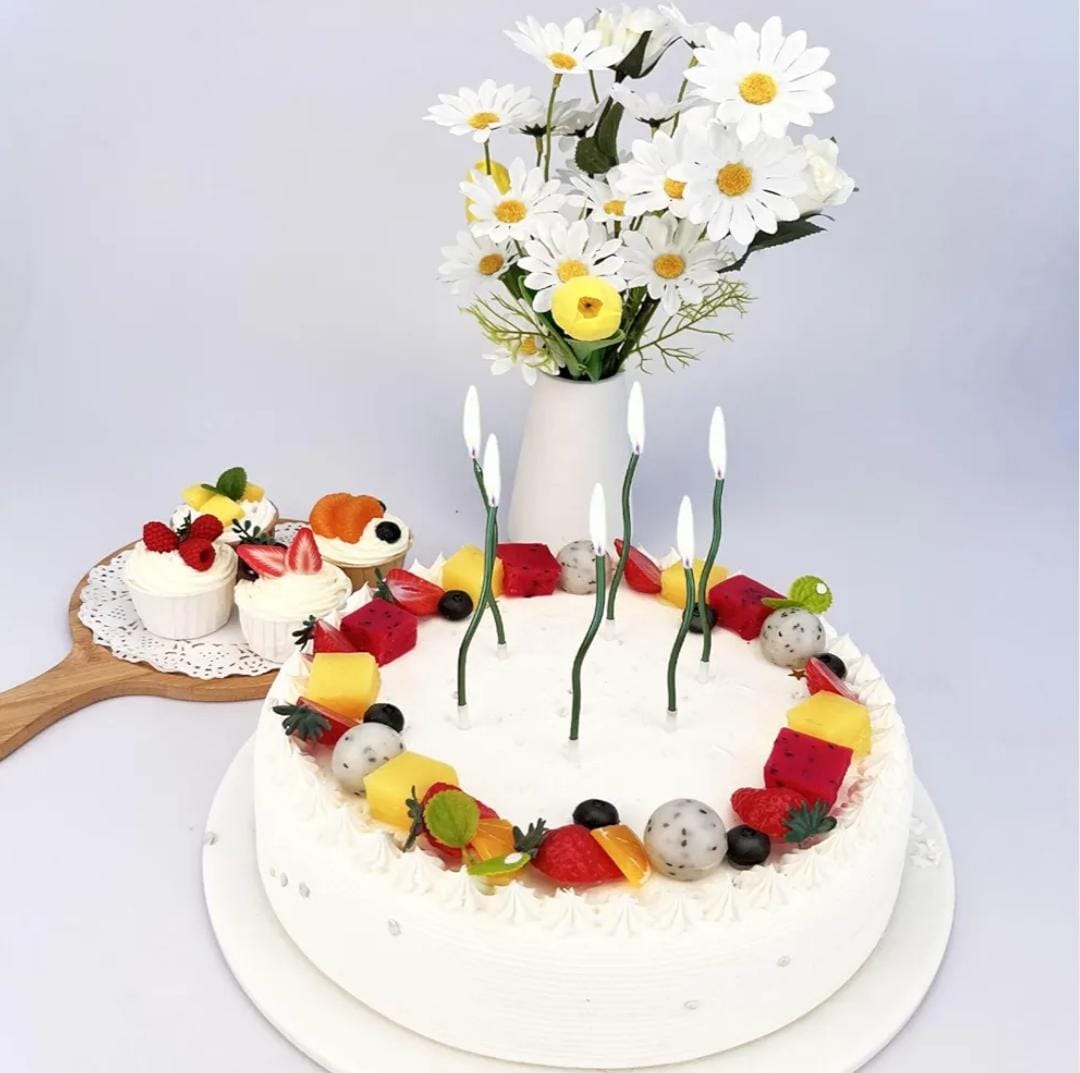 Bakewareind Green Metallic Spiral Cake candles 6pc - Bakeware India