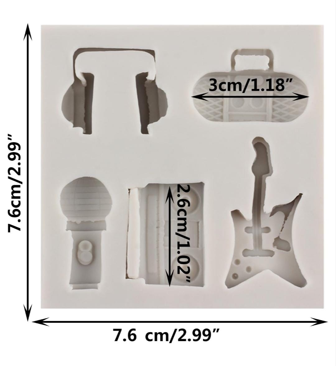 Bakewareind Guitar Music Mic Radio Headphones Fondant Silicone Mould - Bakeware India