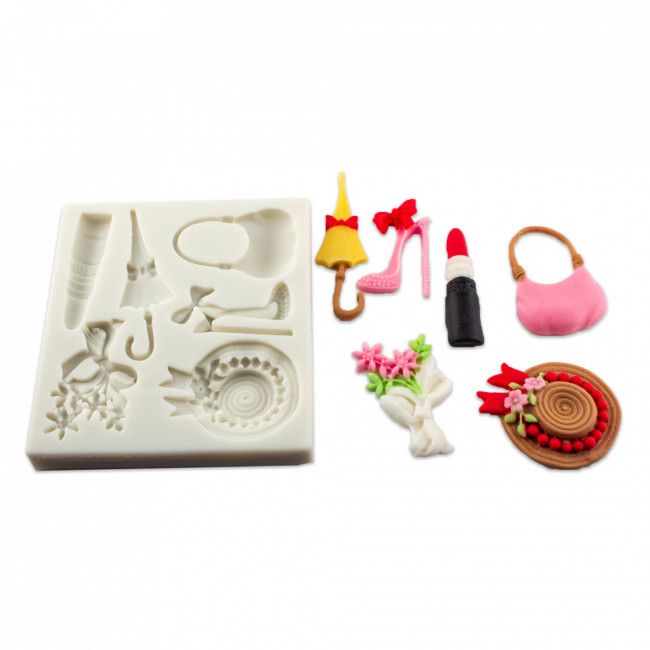 Bakewareind Hat Handbag Heels Girl Theme Silicone Fondant Chocolate Mould - Bakeware India