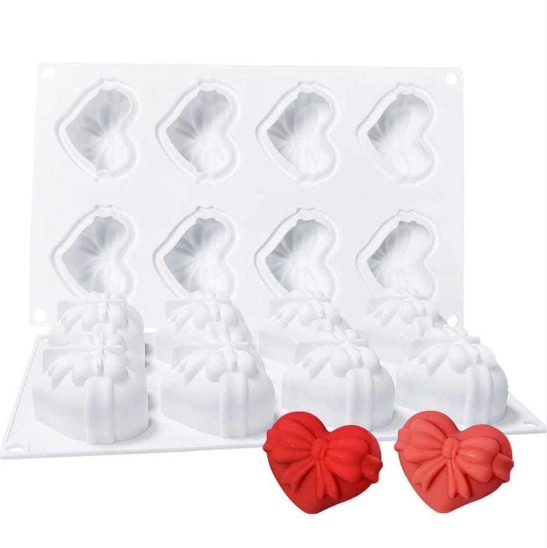 Bakewareind Heart Bow Valentine 6cavity Entremet Mousse Chocolate Fondant Silicone Mould - Bakeware India