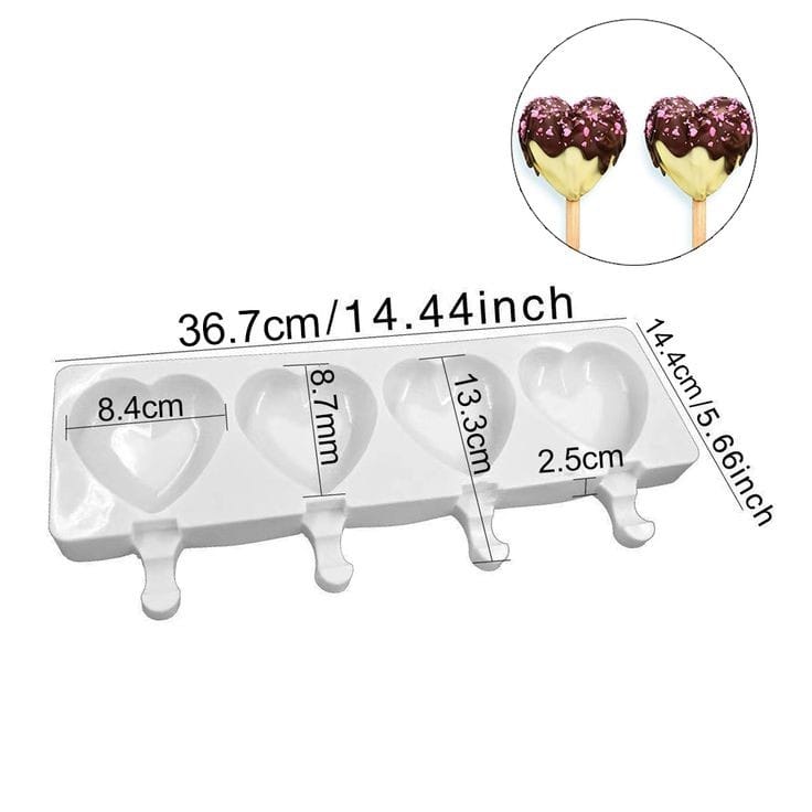 Bakewareind Heart Cakesicle Mould, 4 cavity - Bakeware India