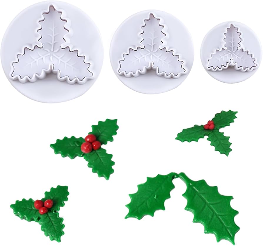 Bakewareind Holly Ivy Leaf plunger 3pcs set - Bakeware India