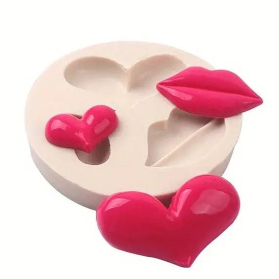Bakewareind Lips Heart Fondant Silicone Mould - Bakeware India