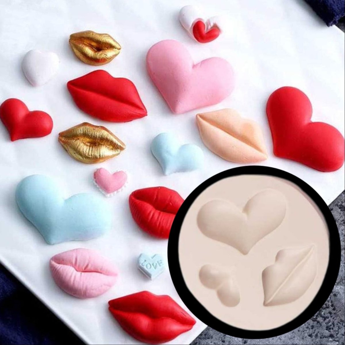 Bakewareind Lips Heart Fondant Silicone Mould - Bakeware India