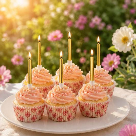 Bakewareind Metallic Golden plated Cake Candles 6pc - Bakeware India