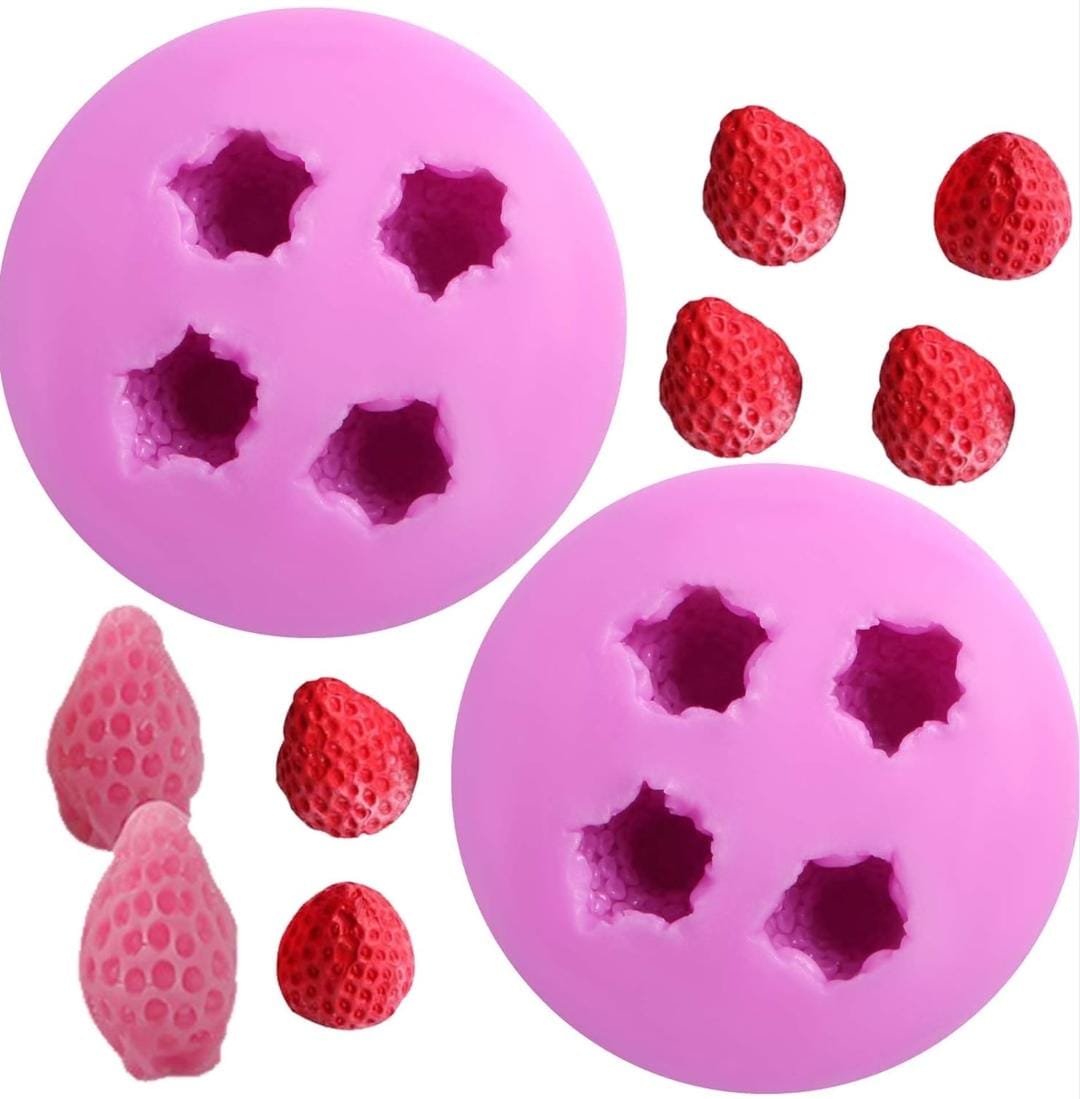 Bakewareind Mini Strawberry Fondant Chocolate Cake Silicone Mould, 4 cavity - Bakeware India