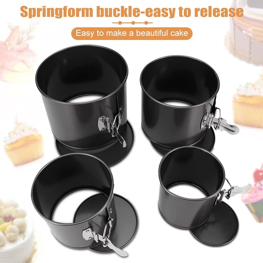 Bakewareind Nonstick Deep Round Leakproof Pans with Removable Bottom for Cakes,Set 4 Piece - Bakeware India