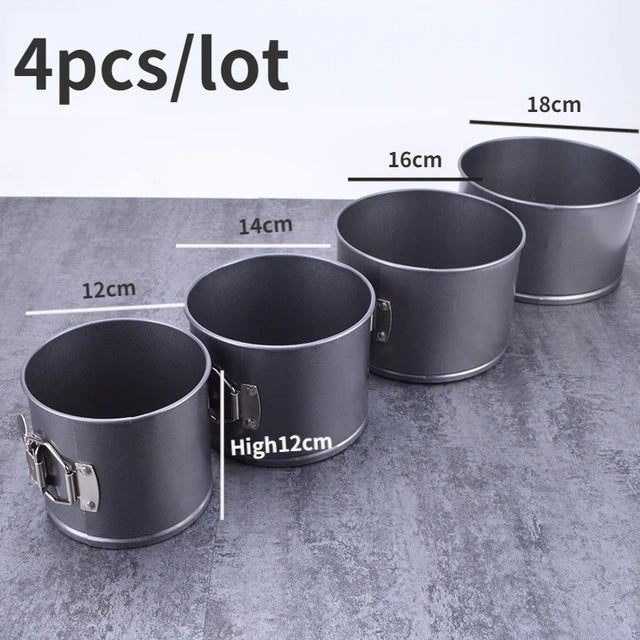 Bakewareind Nonstick Deep Round Leakproof Pans with Removable Bottom for Cakes,Set 4 Piece - Bakeware India