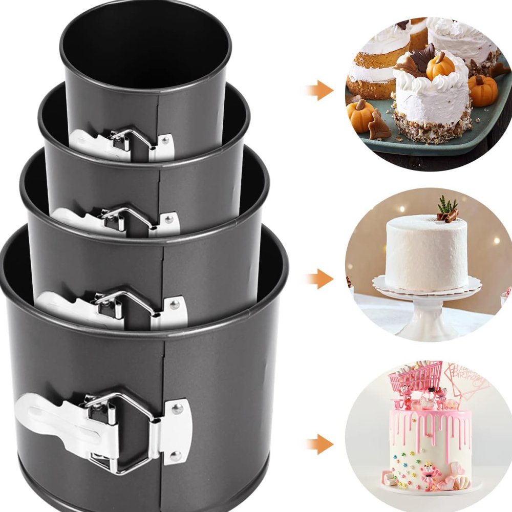 Bakewareind Nonstick Deep Round Leakproof Pans with Removable Bottom for Cakes,Set 4 Piece - Bakeware India