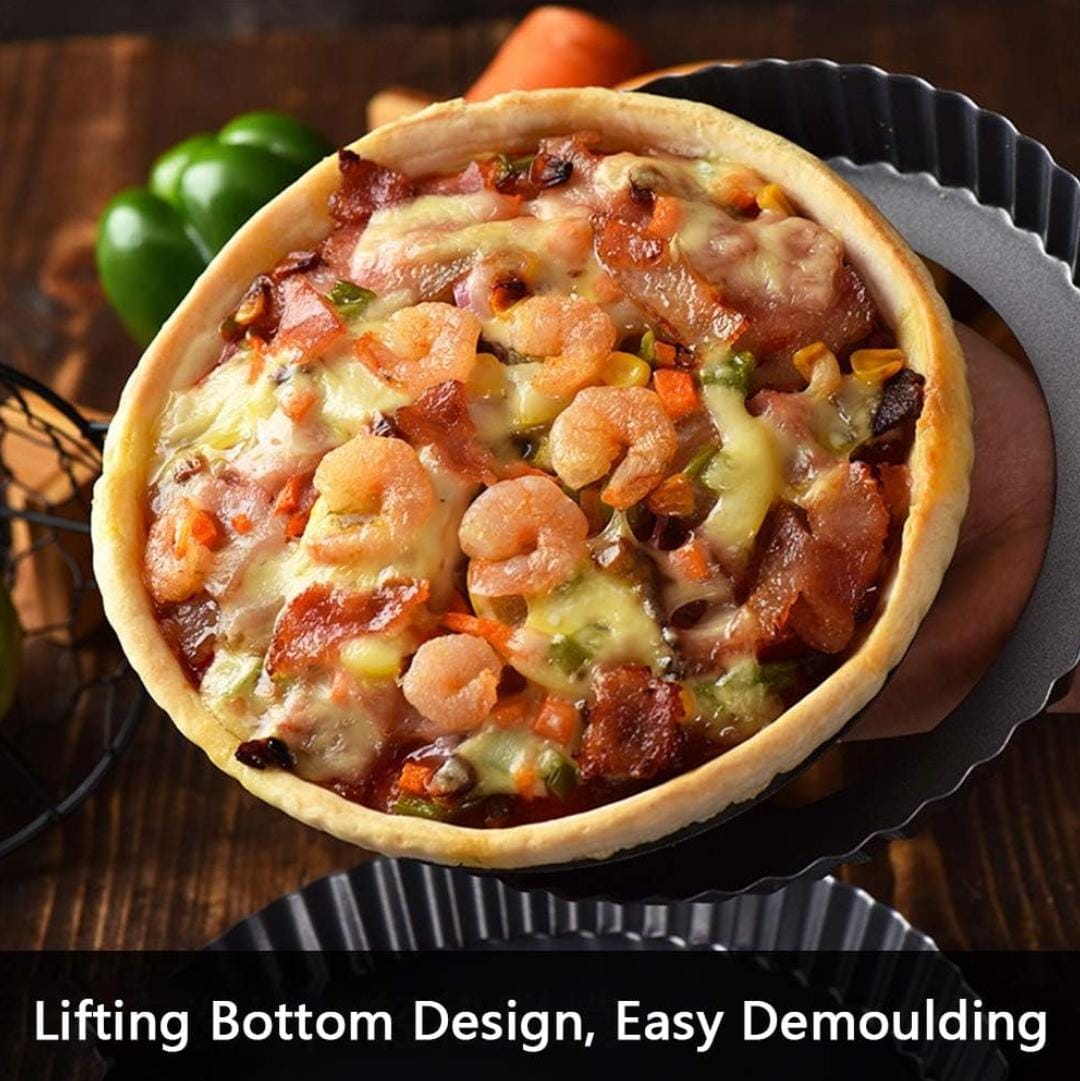 Bakewareind Nonstick Round Fluted Tart With Losse Bottom Pan - Bakeware India