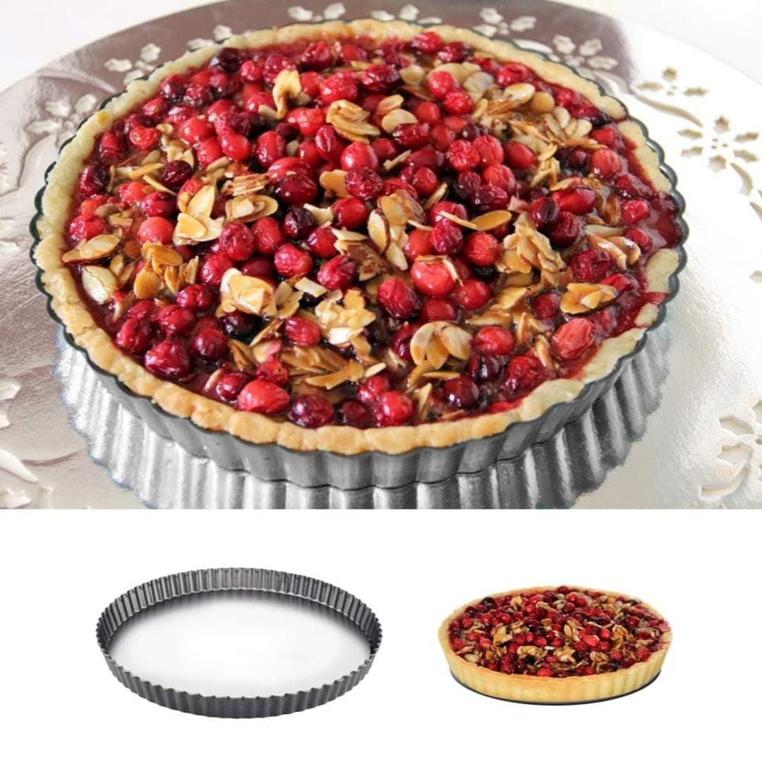 Bakewareind Nonstick Round Fluted Tart With Losse Bottom Pan - Bakeware India