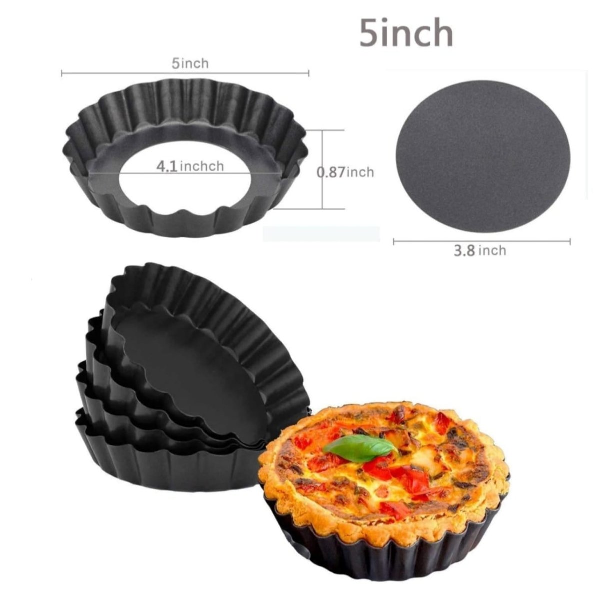 Bakewareind Nonstick Tart Pan With Removable Bottom, {Select Size } - Bakeware India