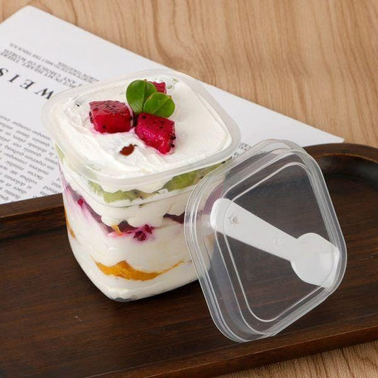 Bakewareind Pastry, mousse & pudding box with spoon, 10pcs - Bakeware India