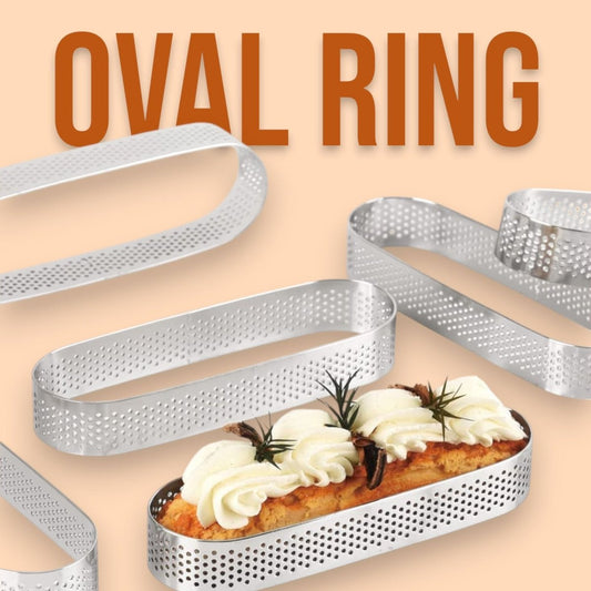 Bakewareind Perforated Oval Tart Ring, 8inch - Bakeware India