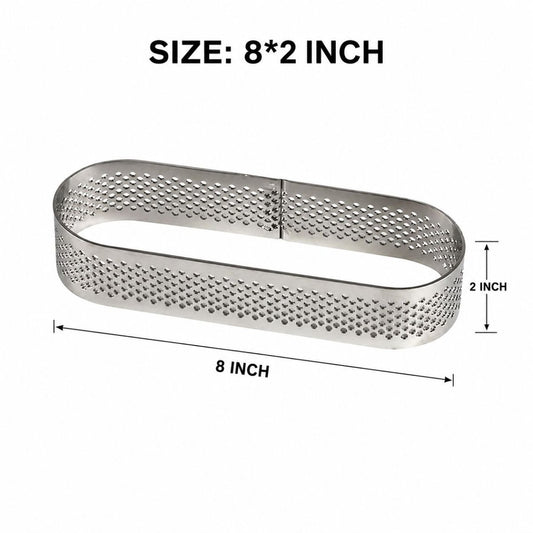 Bakewareind Perforated Oval Tart Ring, 8inch - Bakeware India
