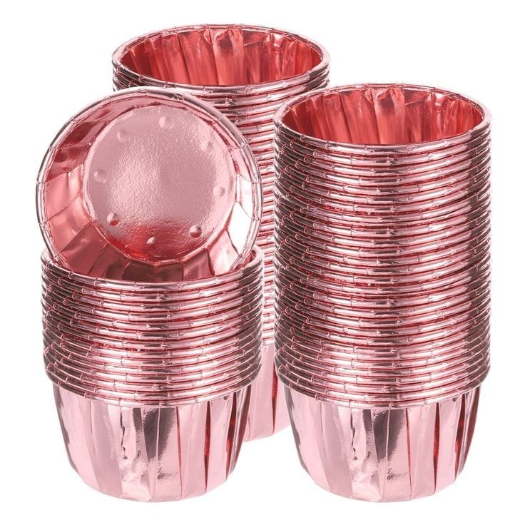 Bakewareind Pink Metallic Muffin cupcakes liner,50pc - Bakeware India