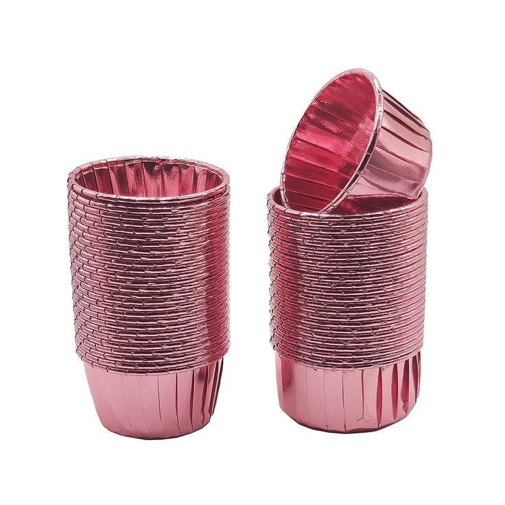 Bakewareind Pink Metallic Muffin cupcakes liner,50pc - Bakeware India