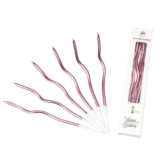 Bakewareind Pink Metallic Spiral Cake candles 6pc - Bakeware India