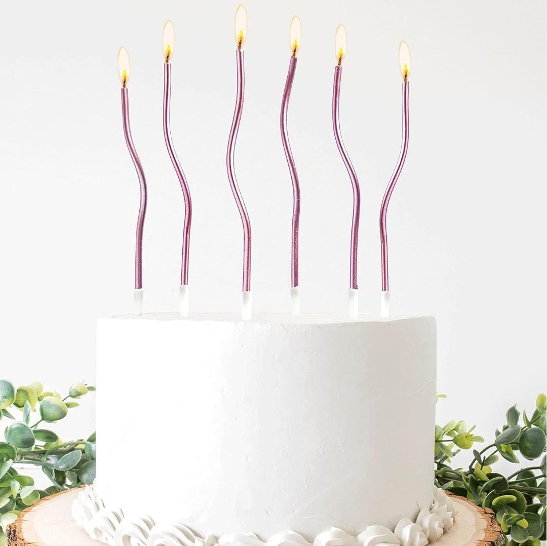 Bakewareind Pink Metallic Spiral Cake candles 6pc - Bakeware India
