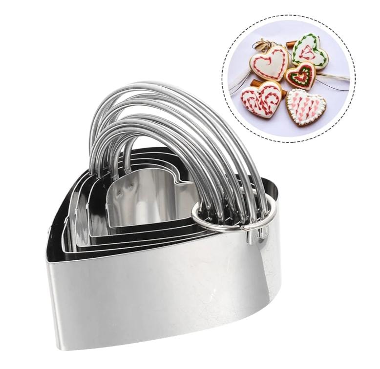 Bakewareind Professional Stainless Steel Round Cookie Cutters Tool with Ring Handle, 5pcs { Select Design } - Bakeware India