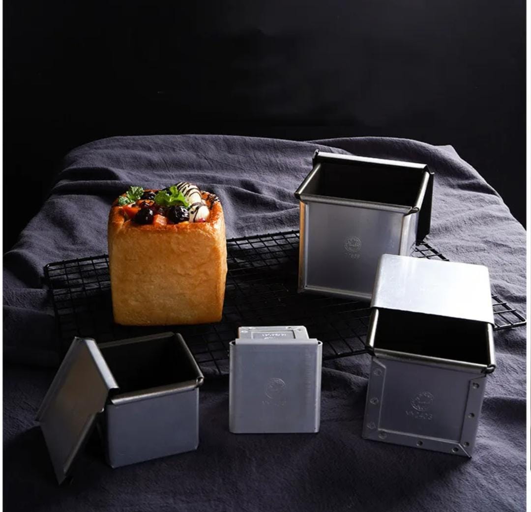 Bakewareind Pullman Loaf Cube Bread Box With Cover Lid{ Select Size } - Bakeware India