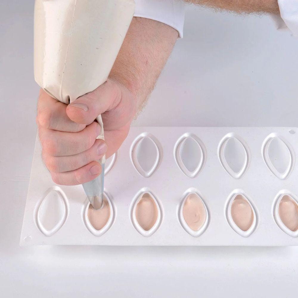 Bakewareind Quenelle Shaped Silicone Mould, 12 Cavity - Bakeware India