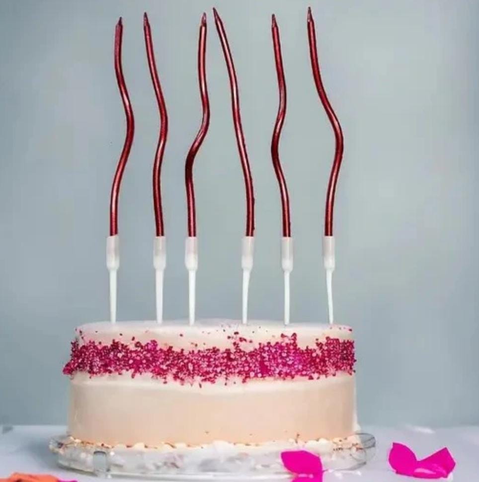 Bakewareind Red Metallic Spiral Cake candles 6pc - Bakeware India