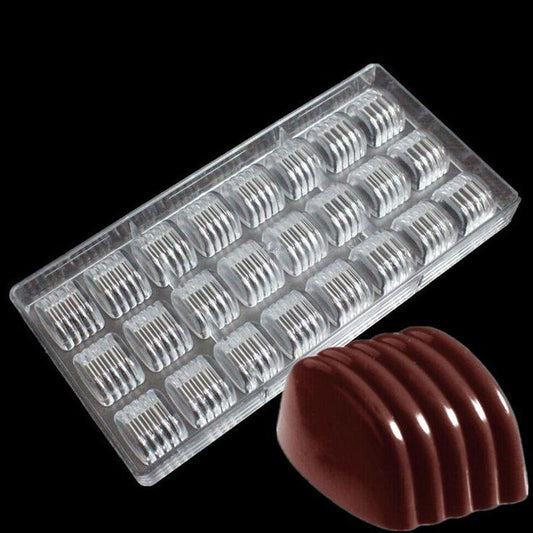 Bakewareind Ridged Rectangular Polycarbonate Chocolate Mould, 27 Cavity - Bakeware India
