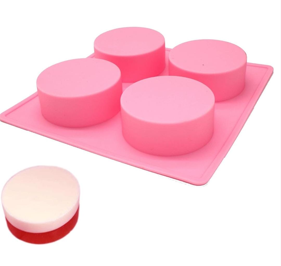 Bakewareind Round Disc Cake Silicone Mould, 4 Cavity - Bakeware India