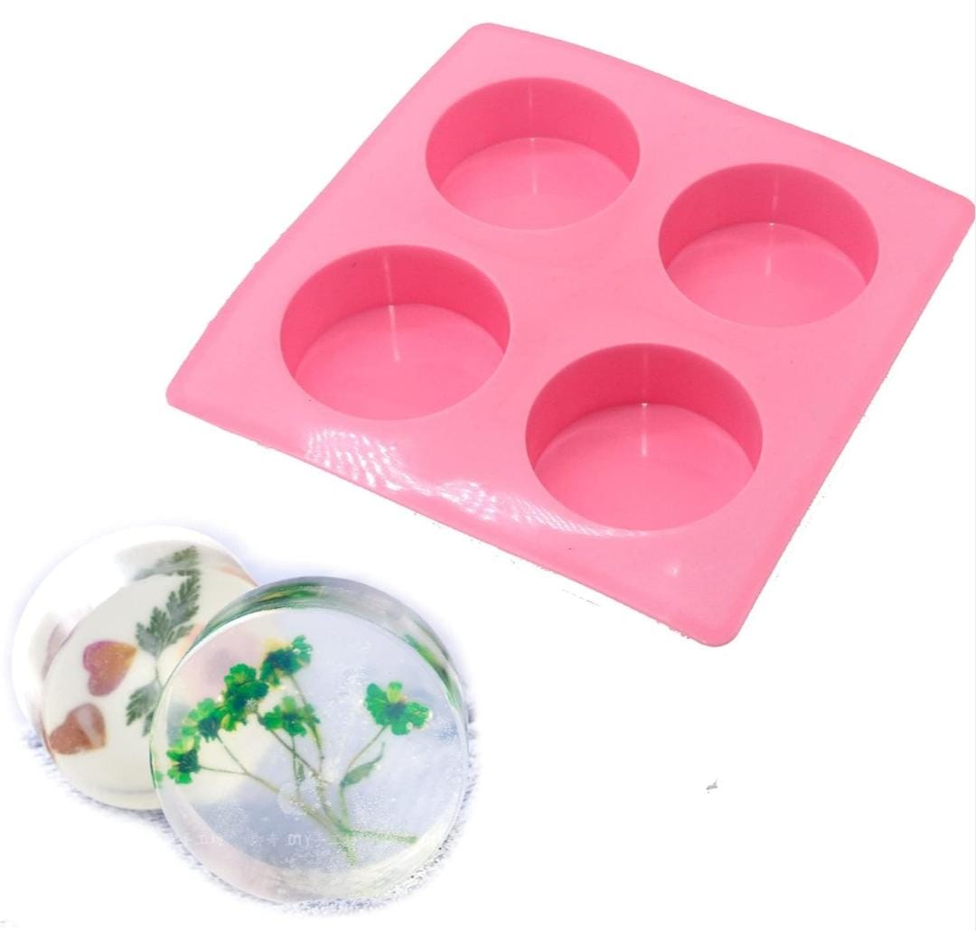 Bakewareind Round Disc Cake Silicone Mould, 4 Cavity - Bakeware India