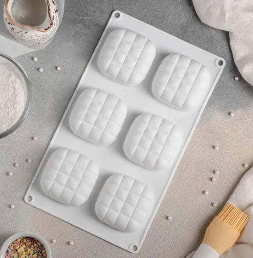 Bakewareind Round Pillow Entremet Cake Silicone Mould , 6 Cavity - Bakeware India