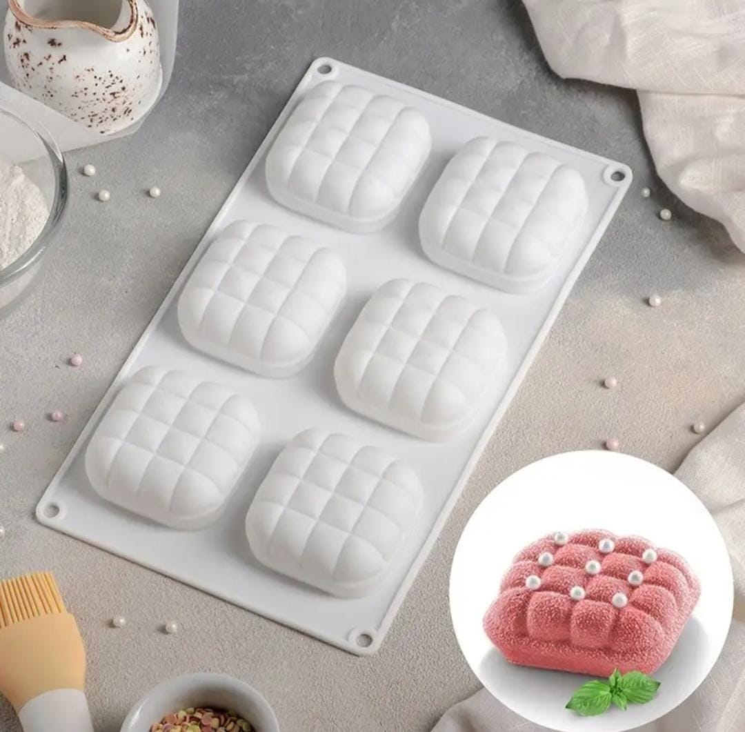 Bakewareind Round Pillow Entremet Cake Silicone Mould , 6 Cavity - Bakeware India