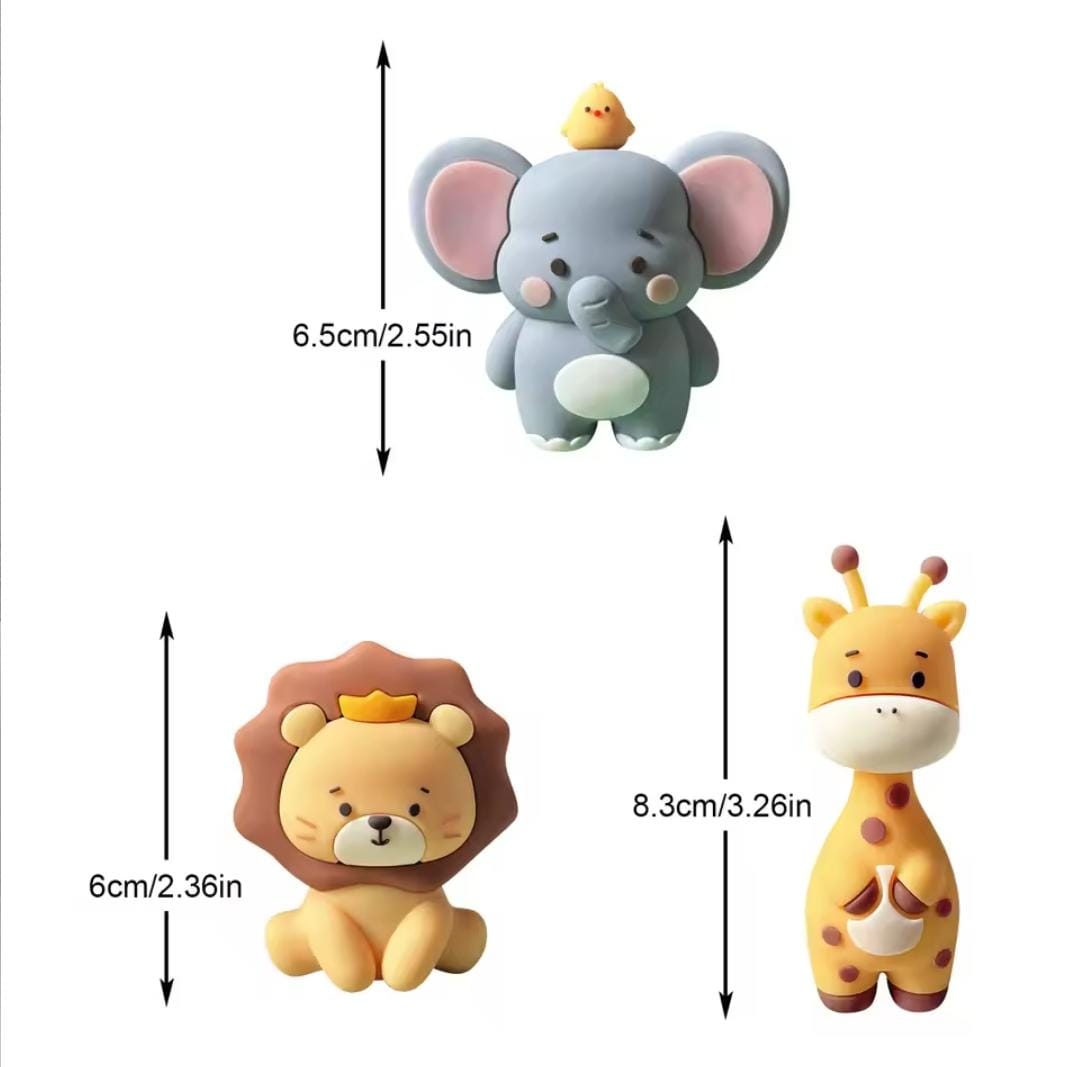 Bakewareind Safari Wild Animals - Lion, Elephant & Giraffe Toy Cake Decoration Cake Topper - Bakeware India