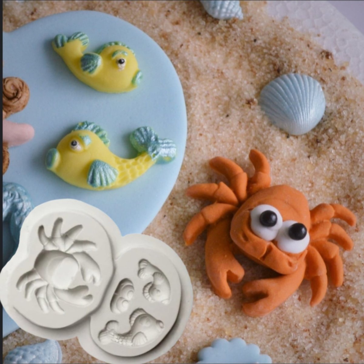 Bakewareind Sea Crab Fish Underwater Fondant Silicone Mould - Bakeware India