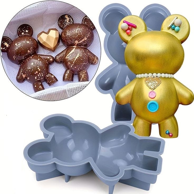Bakewareind Smash Teddy Bear Large Chocolate Silicone Mould