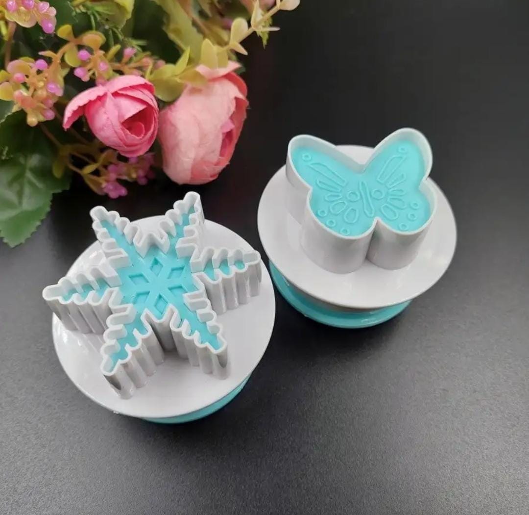 Bakewareind Snowflake Butterfly 2 in 1 Plunger Cake Fondant Cutter - Bakeware India