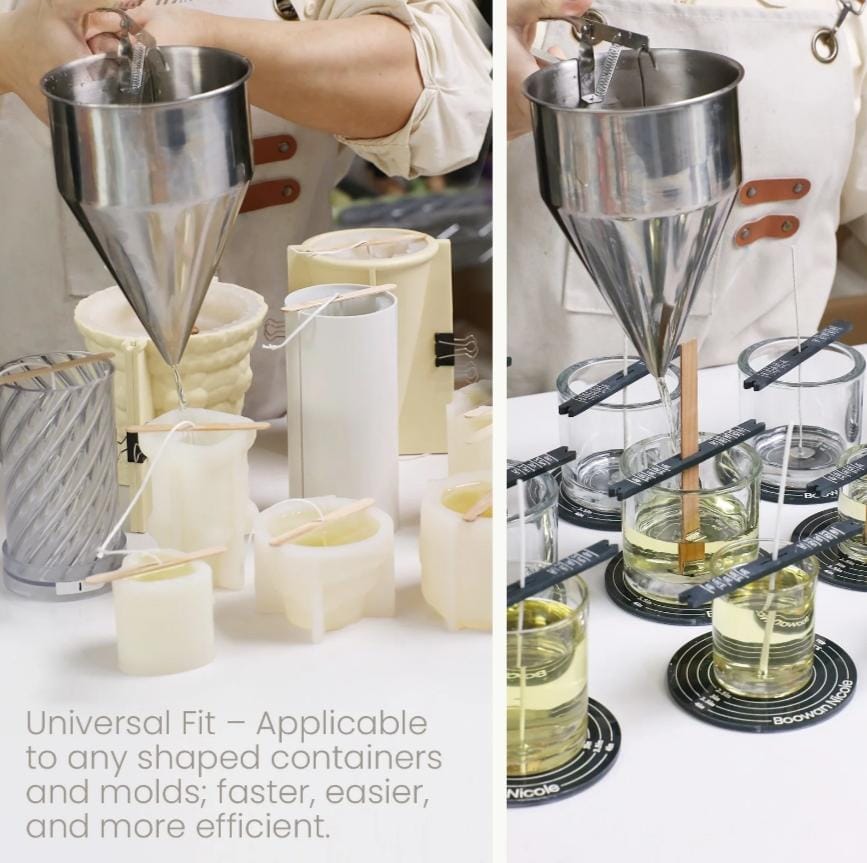 Bakewareind Stainless Steel Chocolate Wax Pouring Funnel With Stand Dispenser - Bakeware India