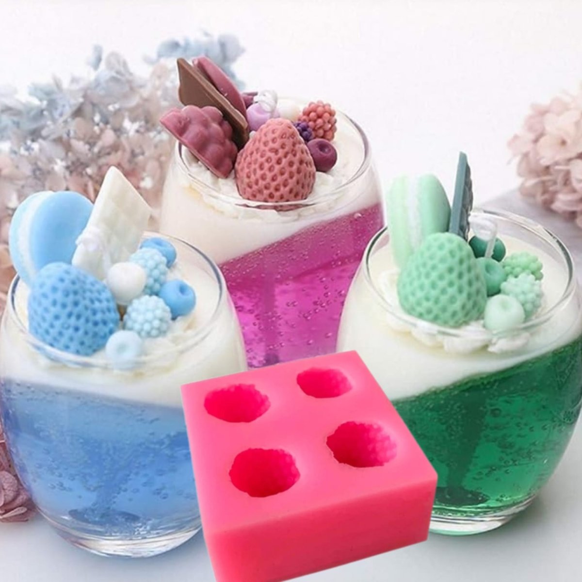 Bakewareind Strawberry Berry Fondant Chocolate Cake Silicone Mould, 4 cavity - Bakeware India