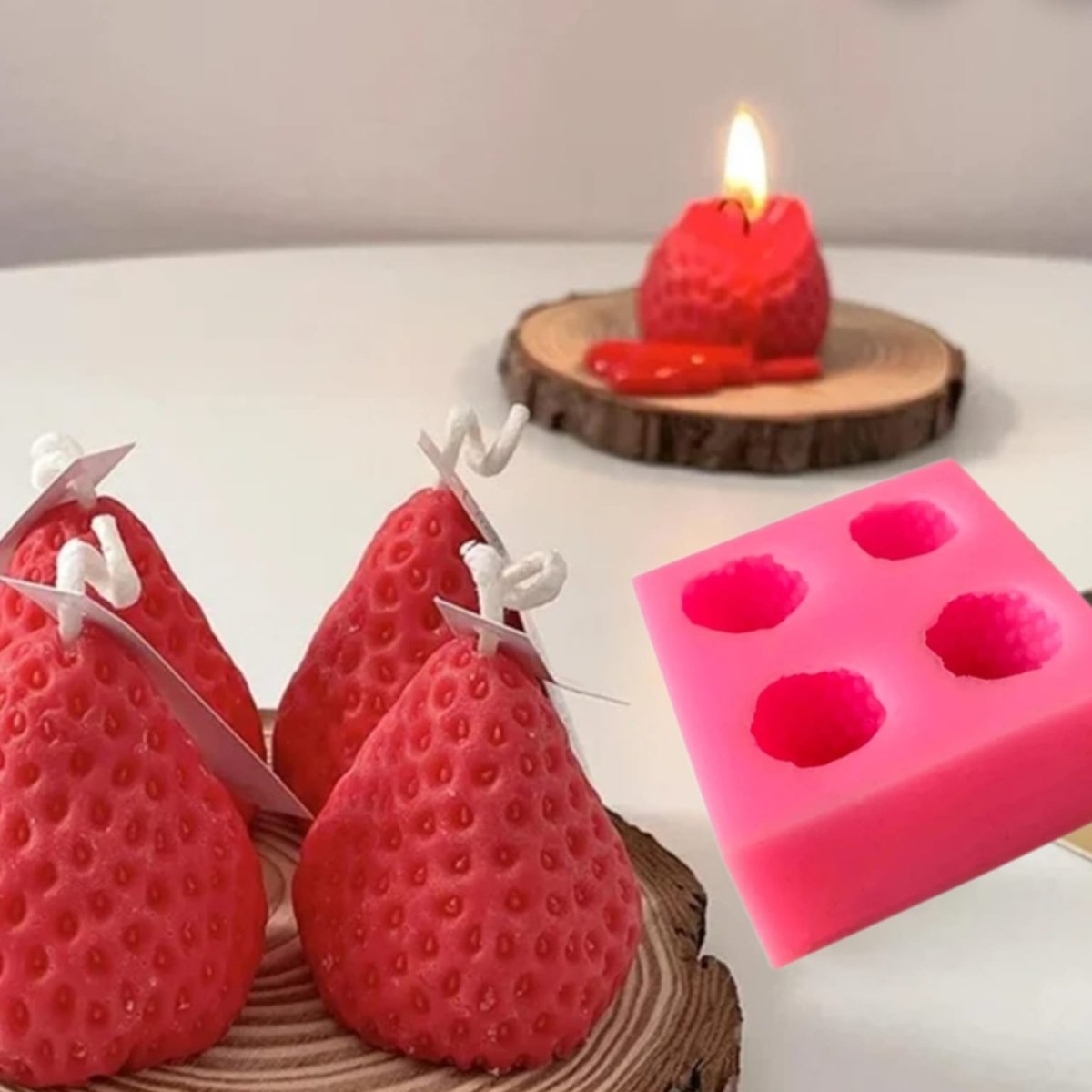 Bakewareind Strawberry Berry Fondant Chocolate Cake Silicone Mould, 4 cavity - Bakeware India