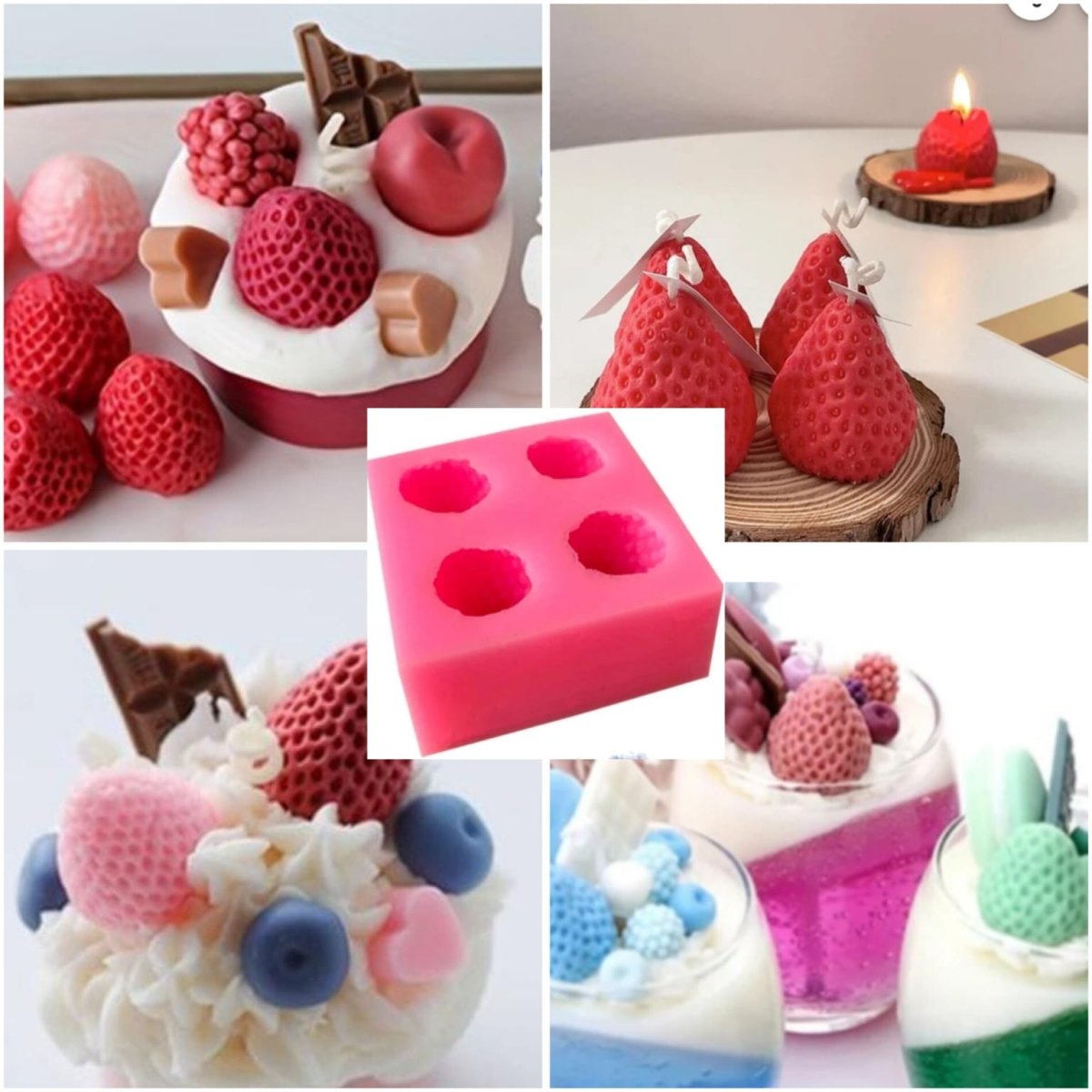 Bakewareind Strawberry Berry Fondant Chocolate Cake Silicone Mould, 4 cavity - Bakeware India