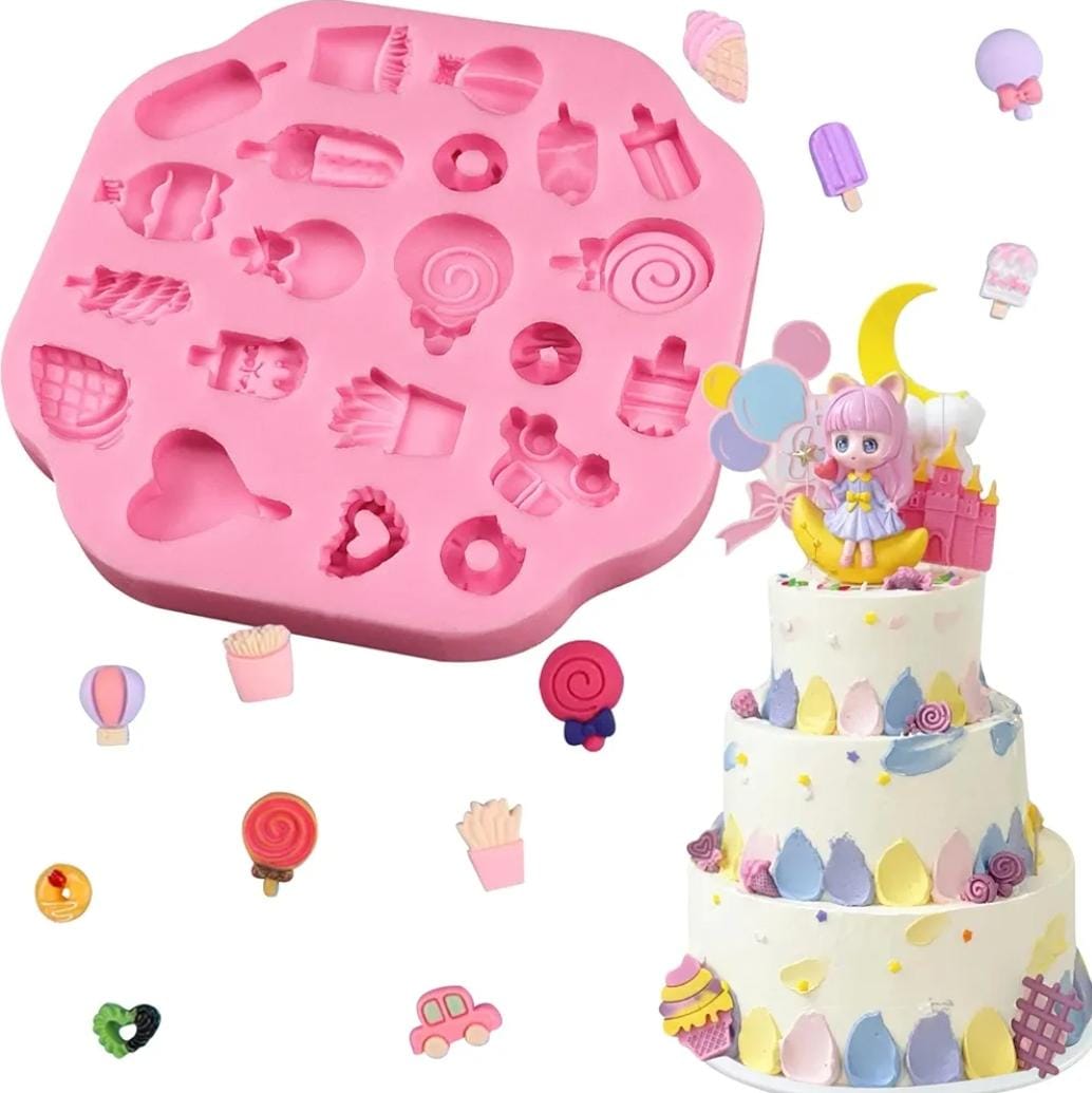 Bakewareind Sweets Candy Shape Icecream Lollipop Donut Chips Miniature  Moulds Cake Decoration
