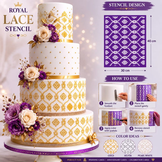 Bakewareind Vintage Cake Decorating Reusable Fabric Mesh Stencil - Bakeware India