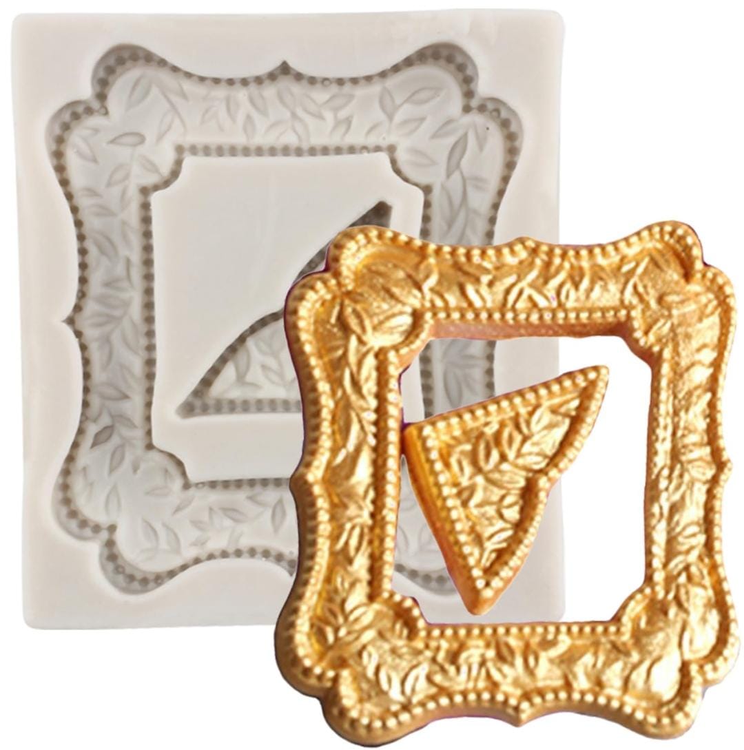 Bakewareind Vintage Square frame silicone fondant mould cake decoration - Bakeware India