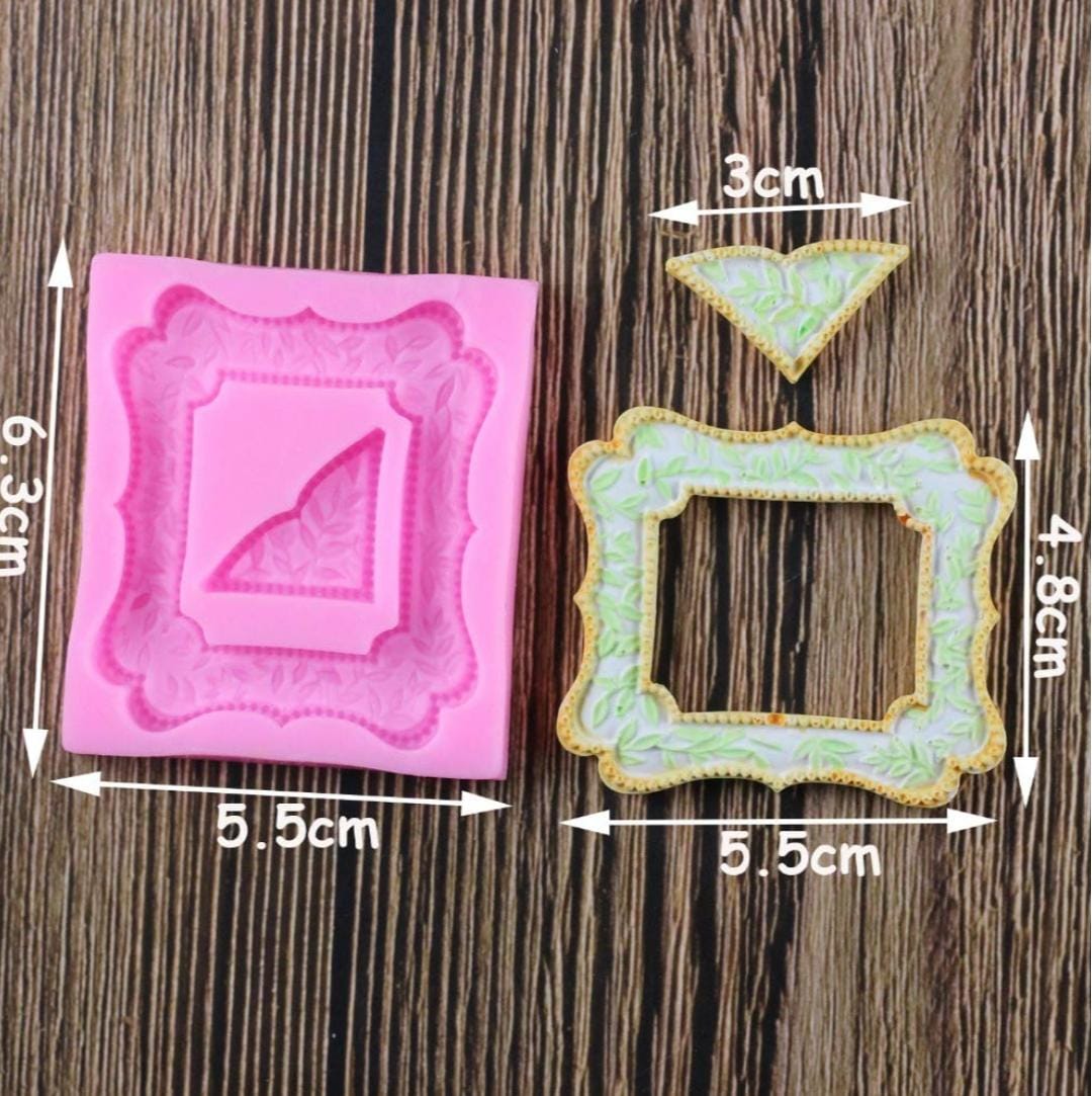 Bakewareind Vintage Square frame silicone fondant mould cake decoration - Bakeware India