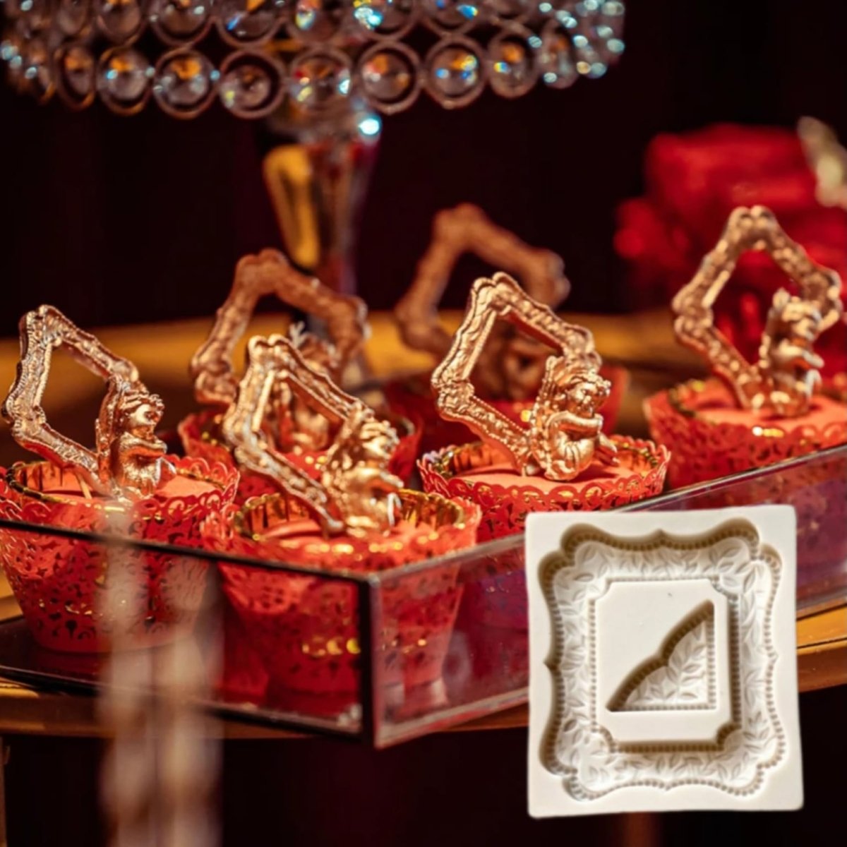 Bakewareind Vintage Square frame silicone fondant mould cake decoration - Bakeware India