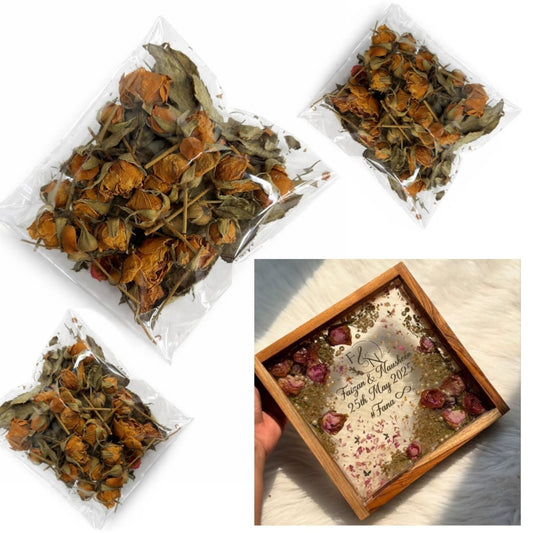 Bakewareindia Dried Rose With Leaf resin art & candle decor - Bakeware India