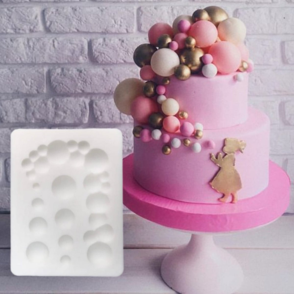 Bakewareindia Garland Round Pearl Bubble Gems Sphere Fondant Chocolate Cake Decorating Silicone Mould - Bakeware India