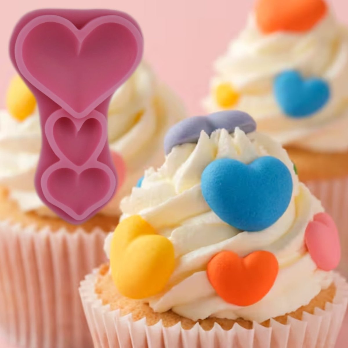 Bakewareindia Heart 3 in 1 Sizes Cake Decorating Chocolate Fondant Silicone Mould - Bakeware India